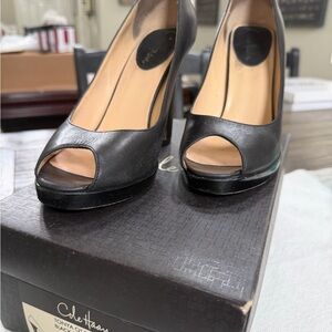 Cole Haan Black Peep Toe Platform Pumps Size 8